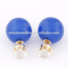 2015 new arrival fashion elegant delicate women crystal stone double pearl earrings gift